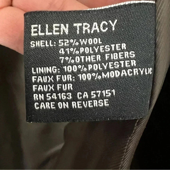 Ellen Tracy Wool Blend women’s Faux fur Coat size 14 - Picture 10 of 14
